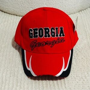 Georgia Embroidered Unisex Adjustable Cap Red Black White One Size Adult